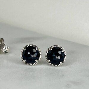 Authentic DAVID YURMAN Earrings Chatelaine with 8mm Black Onyx and Silver
